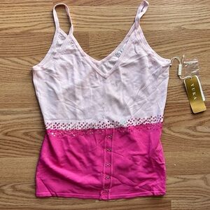 NWT Women’s Yuka Pink Tank Top V-Neck With Sequins Size M